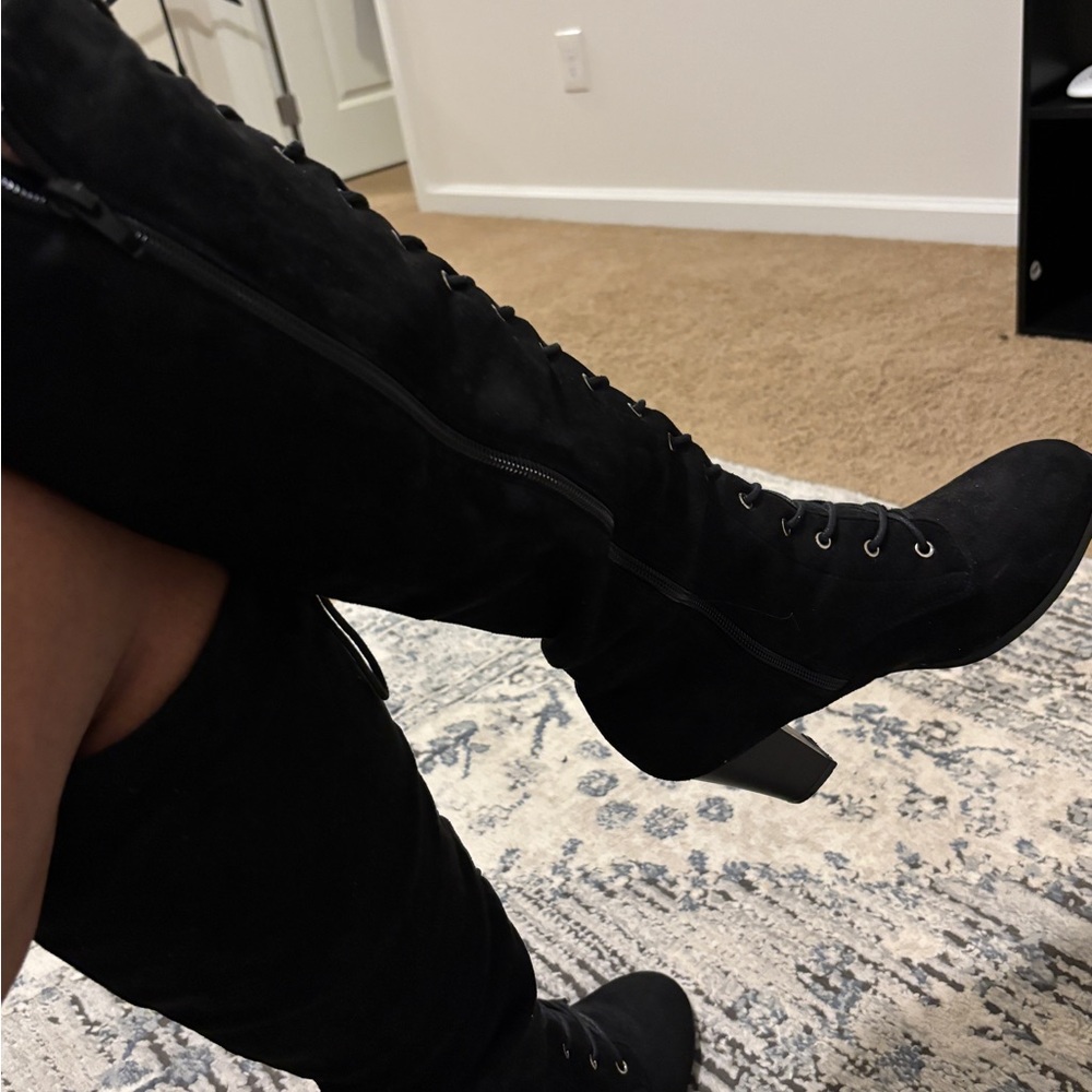 Wide Calf, Black Knee-High Women's Boots